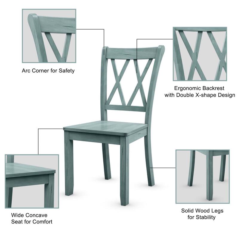 Costway 5 PCS Dining Set Modern Rectangle Table & 4 Rubber Wood Chairs