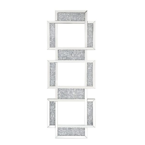 slide 2 of 3, Q-Max Mirrored and Faux Diamonds Three-Panel Wall Mirror Wall Decor