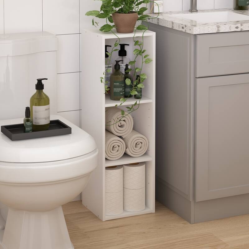 31.5 in. Tall White Wood 3-Shelf Bookcase
