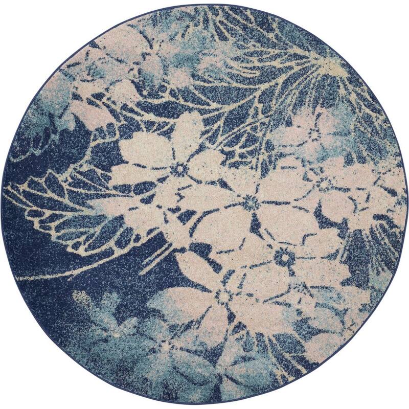 Power Loomed Geometric Floral Traditional Stain Resistant Area Rug - 63' X '63' X '0.5