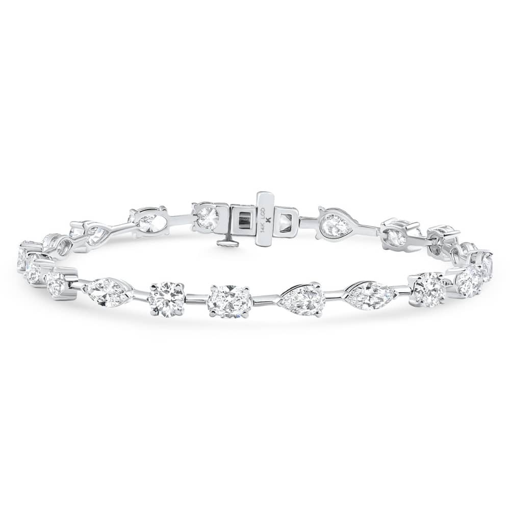 Bliss Diamond 5Ct Mixed Cut Diamond Tennis Bracelet 7" White Gold Lab Grown
