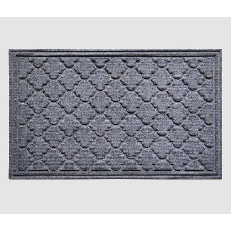 A1HC New All Weather Superior Dirt and Moisture Absorbing Polypropylene Door Mat with Non-Slip Backing for Inside Outside Use - 24"x36" - Dark Gray Ogee