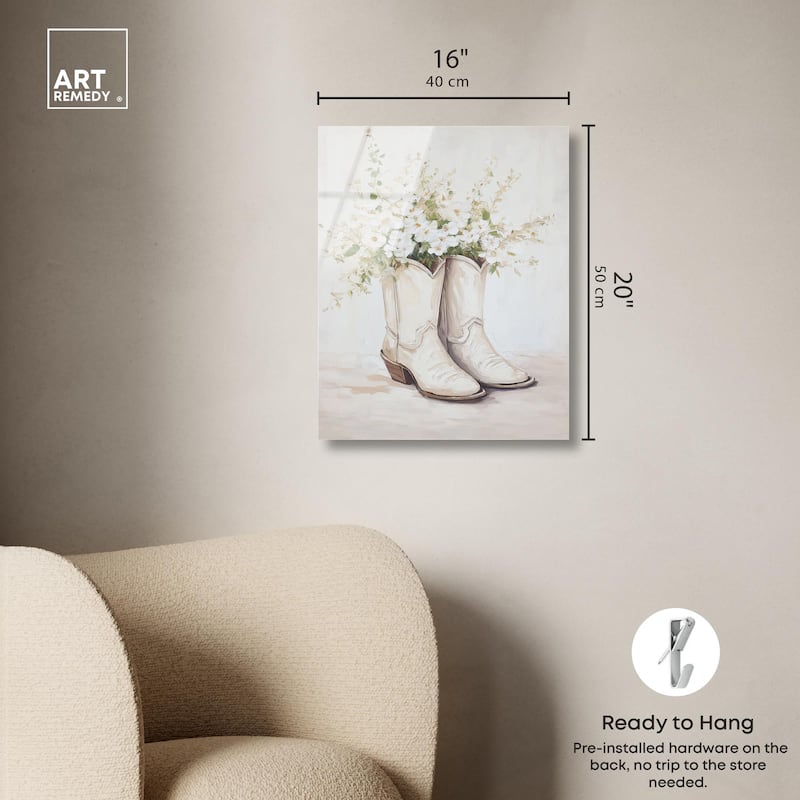Prairie Bloom Boots Acrylic by Art Remedy, Ready to Hang