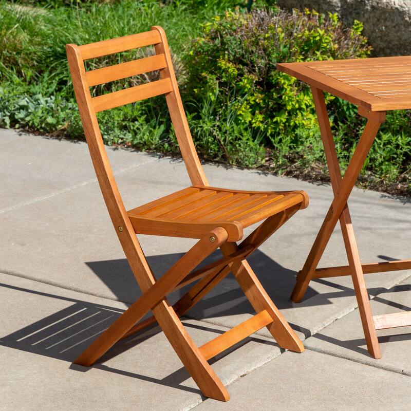 DTY Outdoor Living Twin Lakes 3-Piece Eucalyptus Bistro Set, Square, Natural Oil - Brown