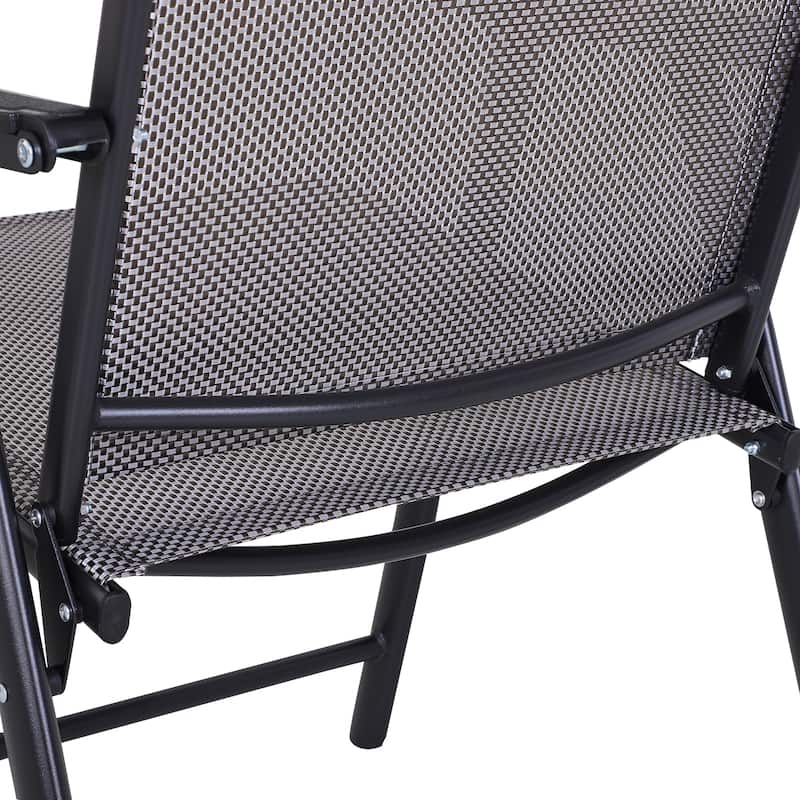 Outdoor Folding 2 Piece Patio Kitchen Dining Chair with Sling Mesh, Metal Frame, Armrests for Restaurant Lawn Camping Beach