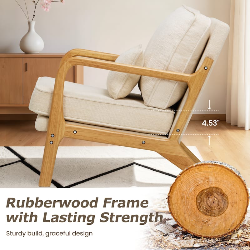 RENEWLINE Mid Century Modern Accent Chair with Lumbar Pillow