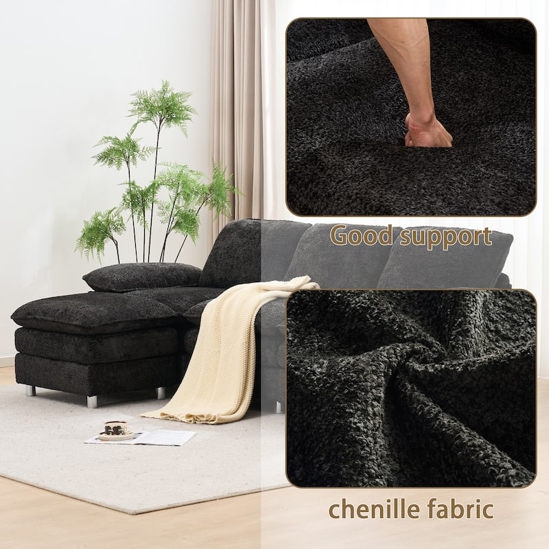 Modern dark three-seater sofa, polyester sofa sleeper, comfortable upholstered furniture for living room, apartment