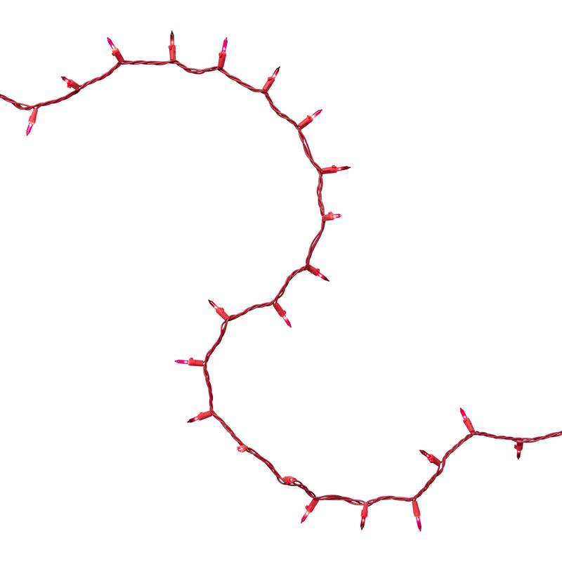 Mini Christmas Light Set - Red and Pink - 10' Red Wire - 50ct