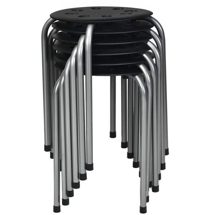 Set of 6 Portable Plastic Stack Stools - 14.5" x 14.5" x 17.5" (L x W x H)