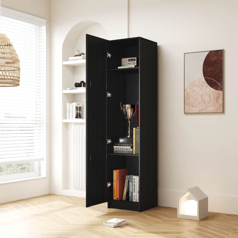 Stackable Wall Mounted Storage Cabinet for Living Room, Laundry, Kitchen - Black