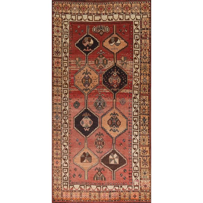 Hand Knotted Oriental 100% Wool Carpet Traditional Geometric Red Lori Area Rug - 7' 10'' X 4' 0''