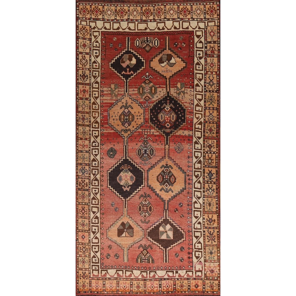 Hand Knotted Oriental 100% Wool Carpet Traditional Geometric Red Lori Area Rug - 7' 10'' X 4' 0''