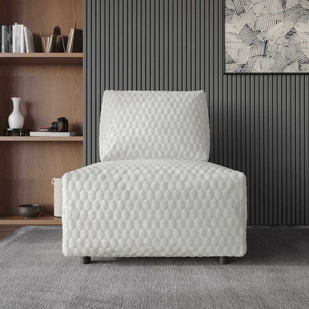 Clayfell Amos Velvet Accent Chair for Living Room - Removable Cover, High-Density Foam & Silent Footrest