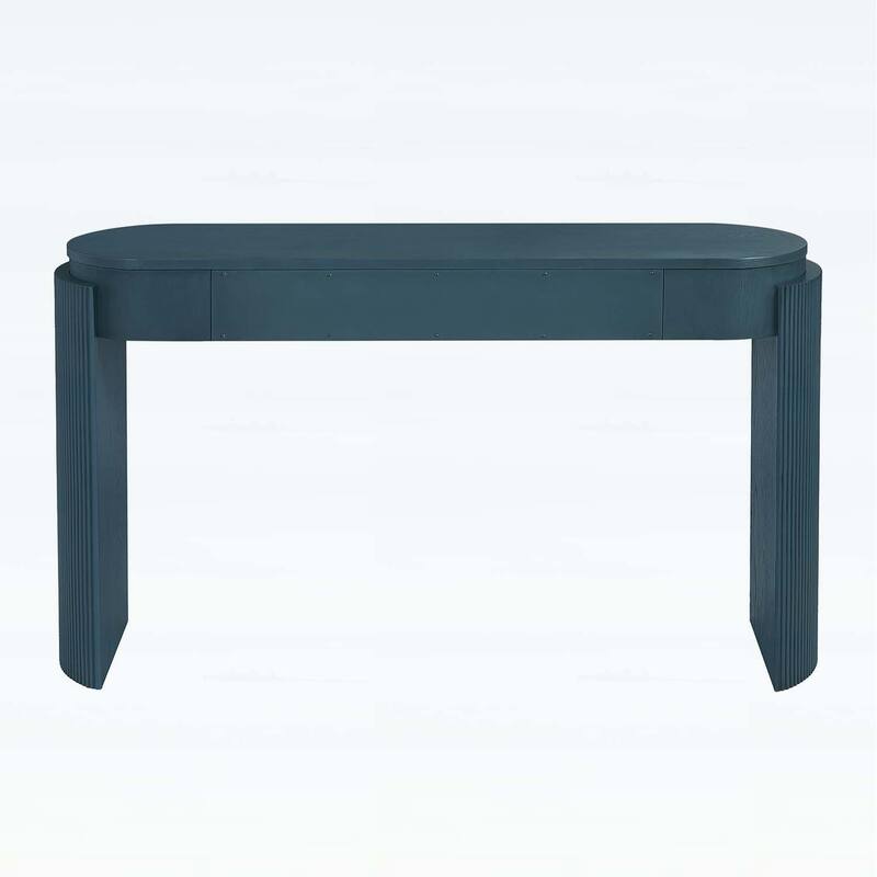 Console Table with Fluted Legs,Oval Top and 2 Drawers for Modern and Elegant Living Spaces