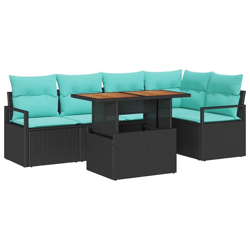 vidaXL 6 Piece Garden Sofa Set with Cushions - 91.3×48×27.2