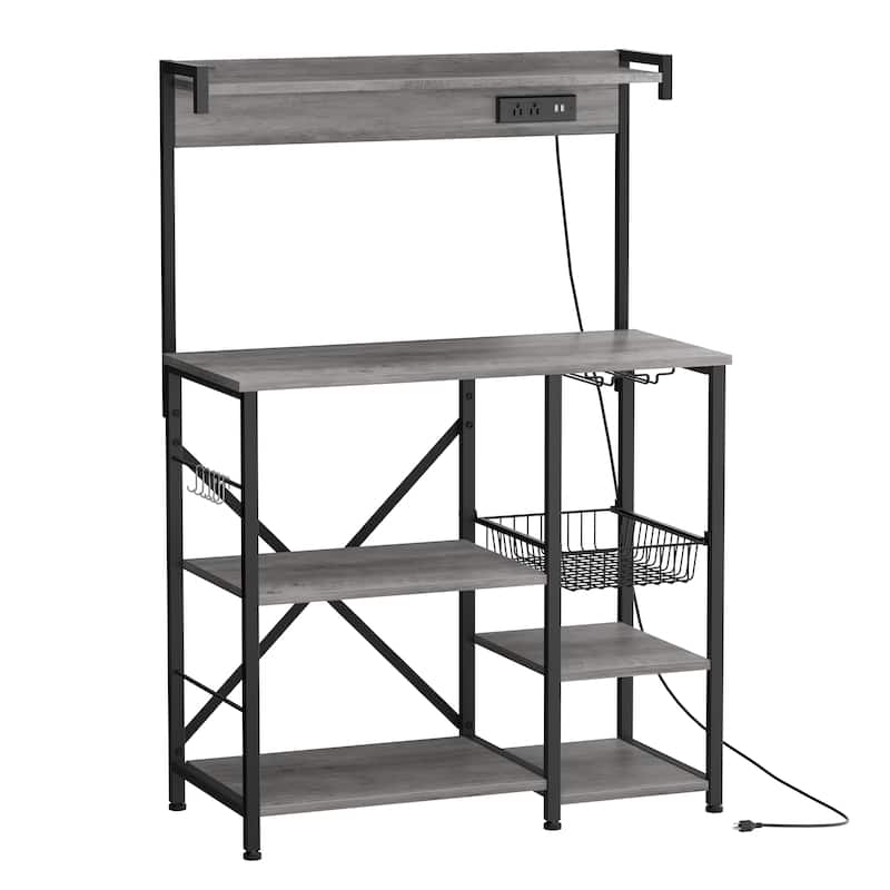 Kitchen Baker's Rack with Power Outlet & USB Ports, Storage Shelf