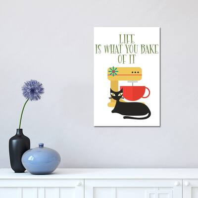 iCanvas "Life Is What You Bake Of It Mod Cat" by Jania Sharipzhanova Canvas Print