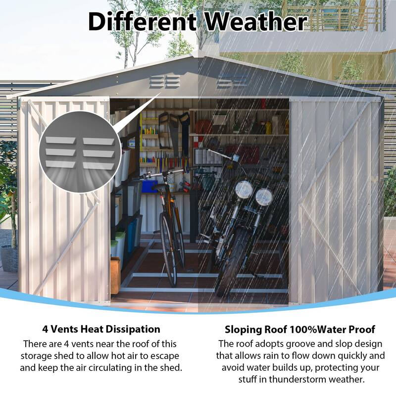 10x14 FT Metal Garden Shed with Ultimate Access