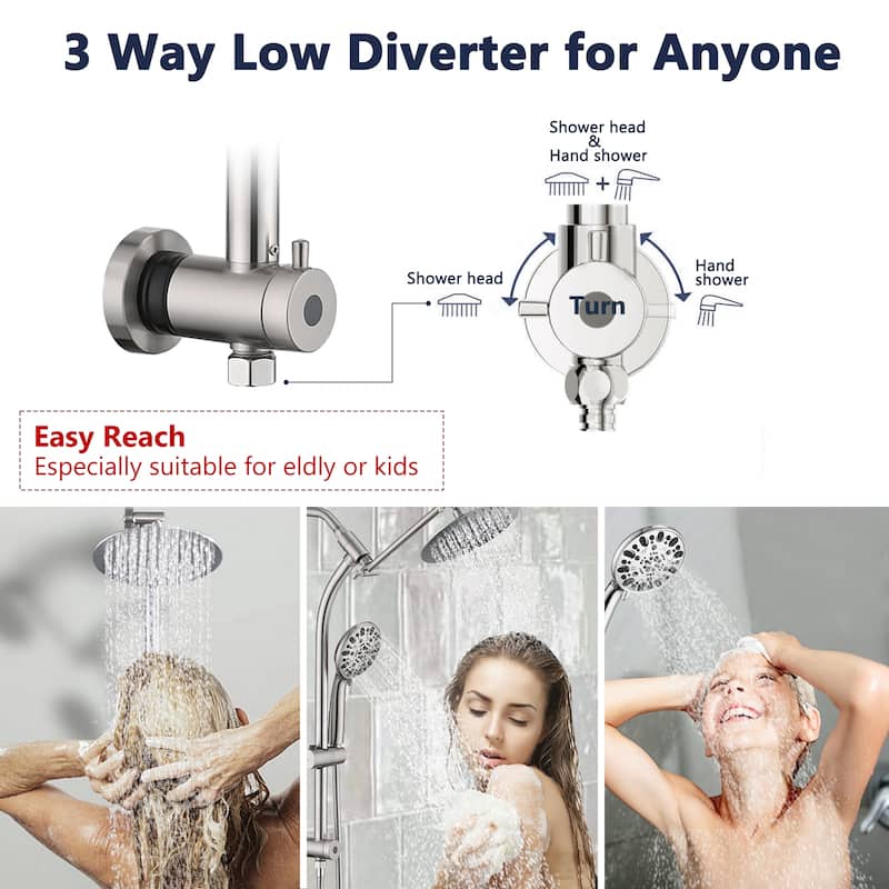 PROOX Bath Dual Shower Head and Handheld Shower Extend Arm (Valve Not Included)