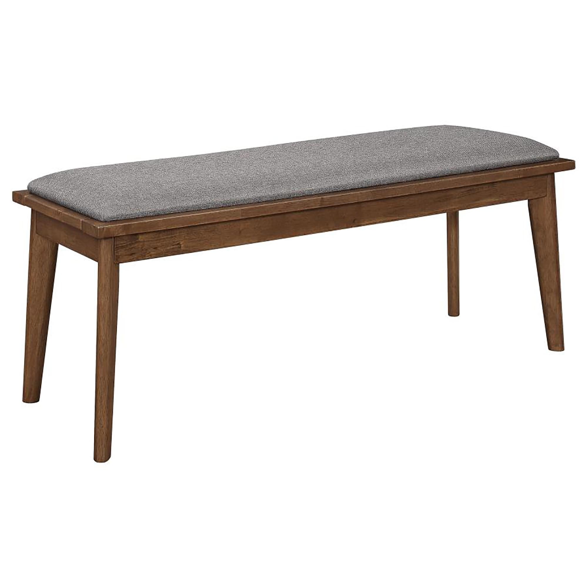 Upholstered Dining Bench In Grey And Natural Walnut Finish