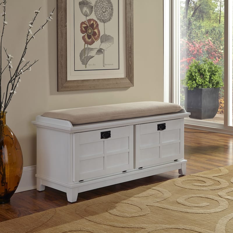 The Gray Barn Old Stone Upholstered Storage Bench - White