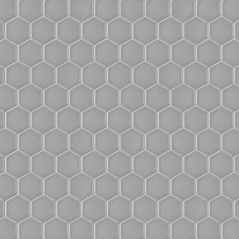 Merola Tile Metro 2" Hex Glossy Light Grey 11-1/8" x 12-5/8" Porcelain Mosaic Floor and Wall Tile