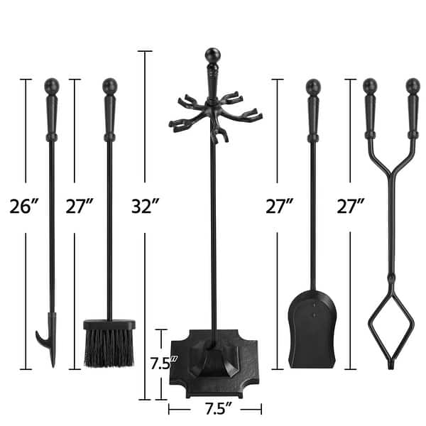 Yaheetech Heavy Duty Fireplace Tools Set with Tong Shovel Broom Poker