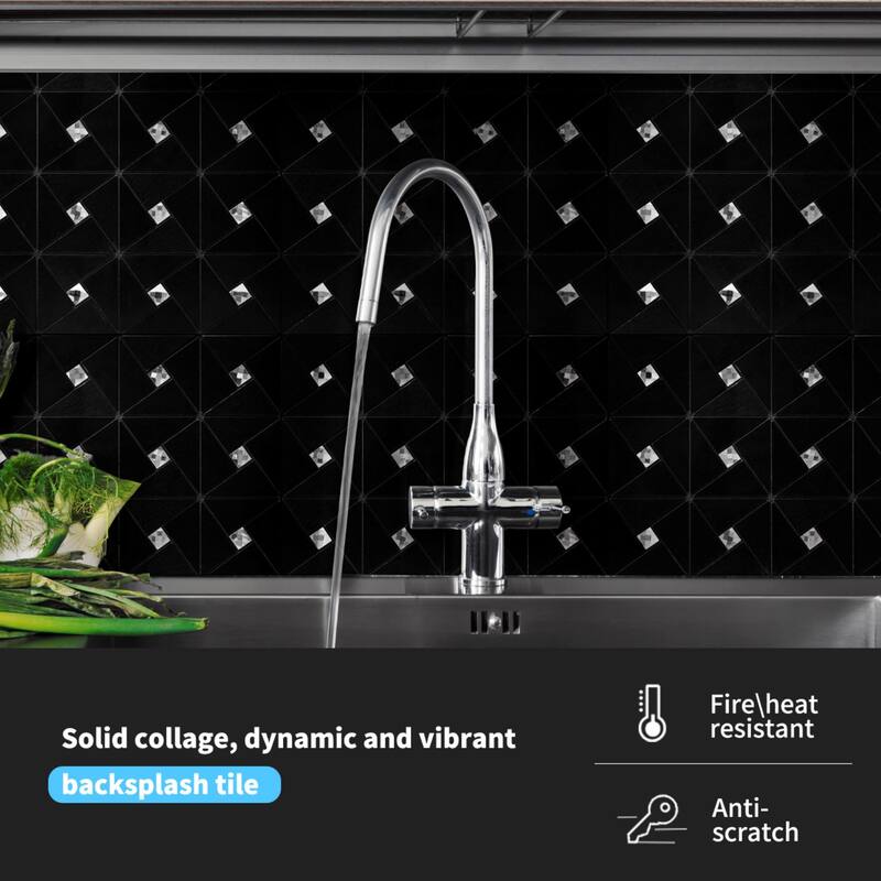 Art3d 10-Sheet Peel and Stick Backsplash Metal Mosaic Tiles for Kitchen, Aluminum Composite Tiles Stickers