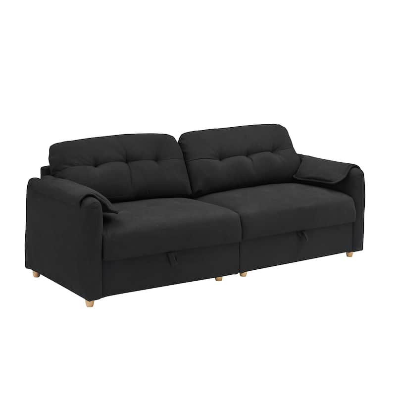 79.50 inches long, Teddy Cotton Linen Sofa Fabric, with metal conical long legs, metal strip matching, stylish and simple