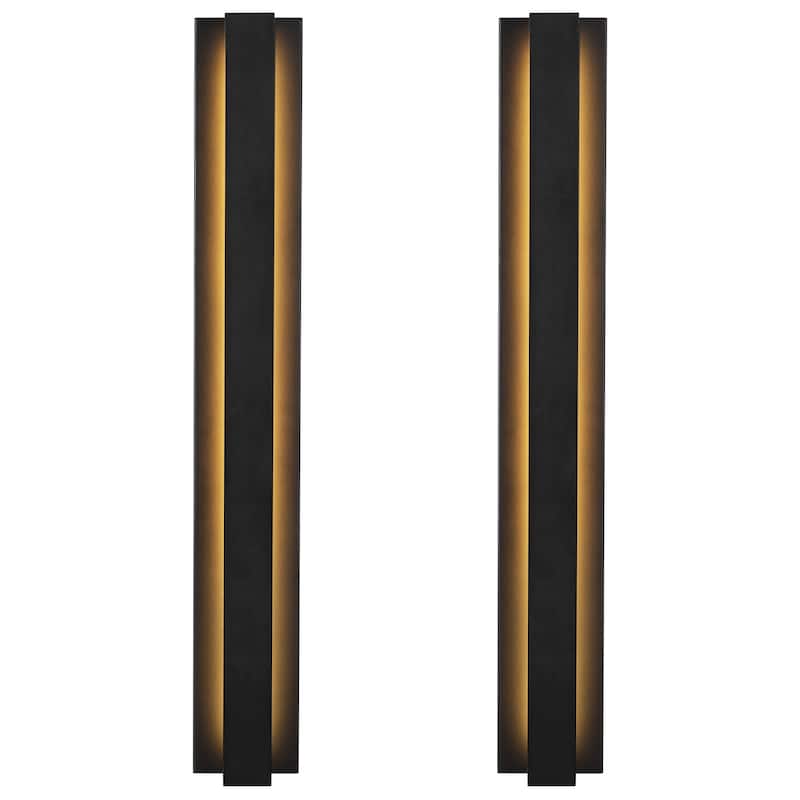 Black Modern/Contemporary LED Outdoor Wall Lantern Sconce 1 or 2 Set - 39.4inch/2Pack