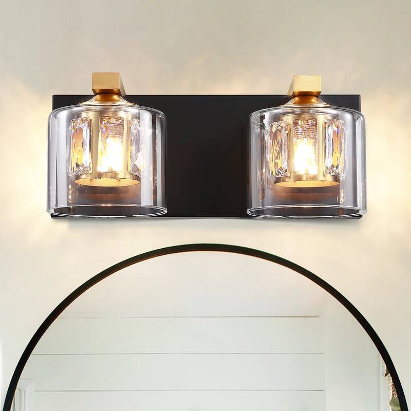 Kolt Black & Gold Traditional 2-Light Bathroom Vanity Light