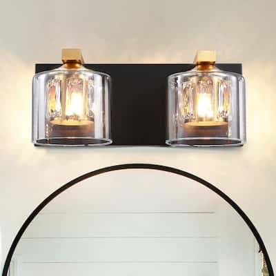 Kolt Black & Gold Traditional 2-Light Bathroom Vanity Light