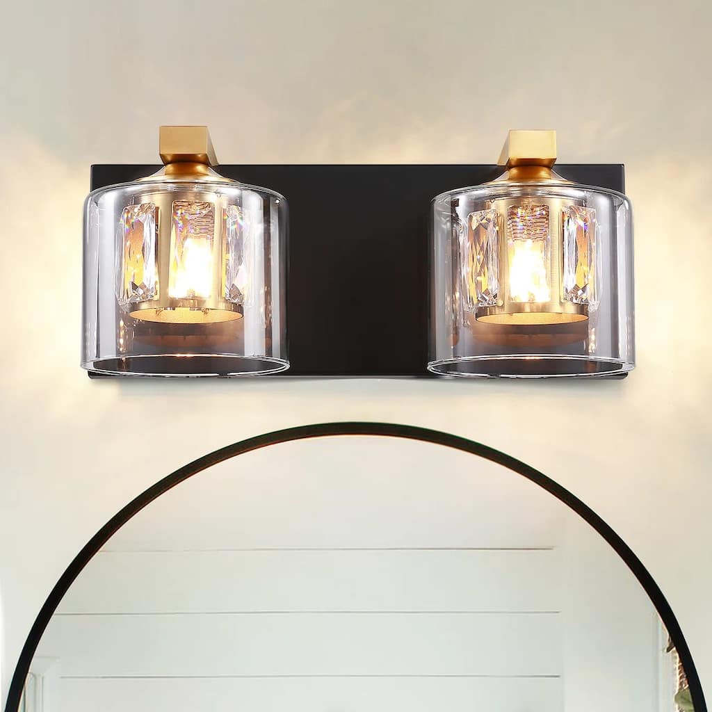 Kolt Black & Gold Traditional 2-Light Bathroom Vanity Light