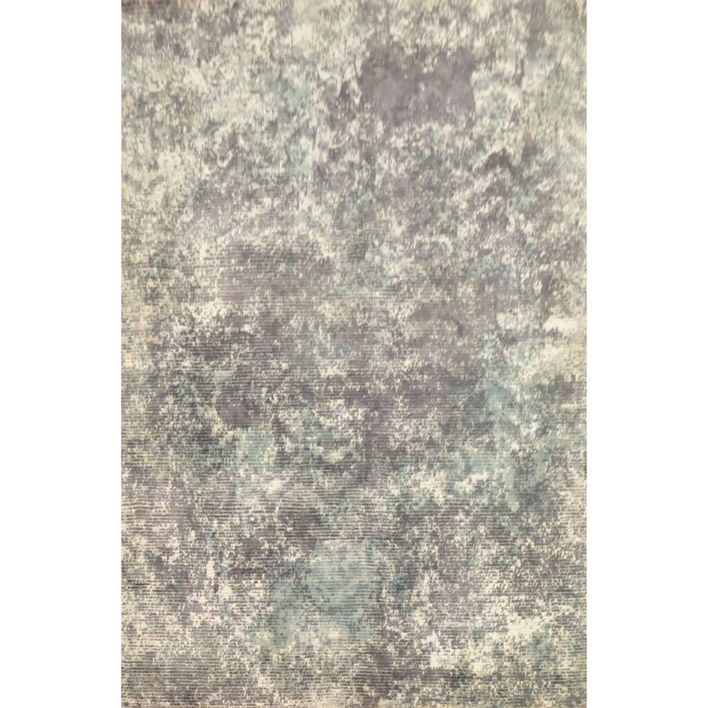 Hand Knotted Oriental Viscose Silk Carpet Modern Abstract Multi-Colored Abstract Area Rug - 7' 6'' X 5' 5''