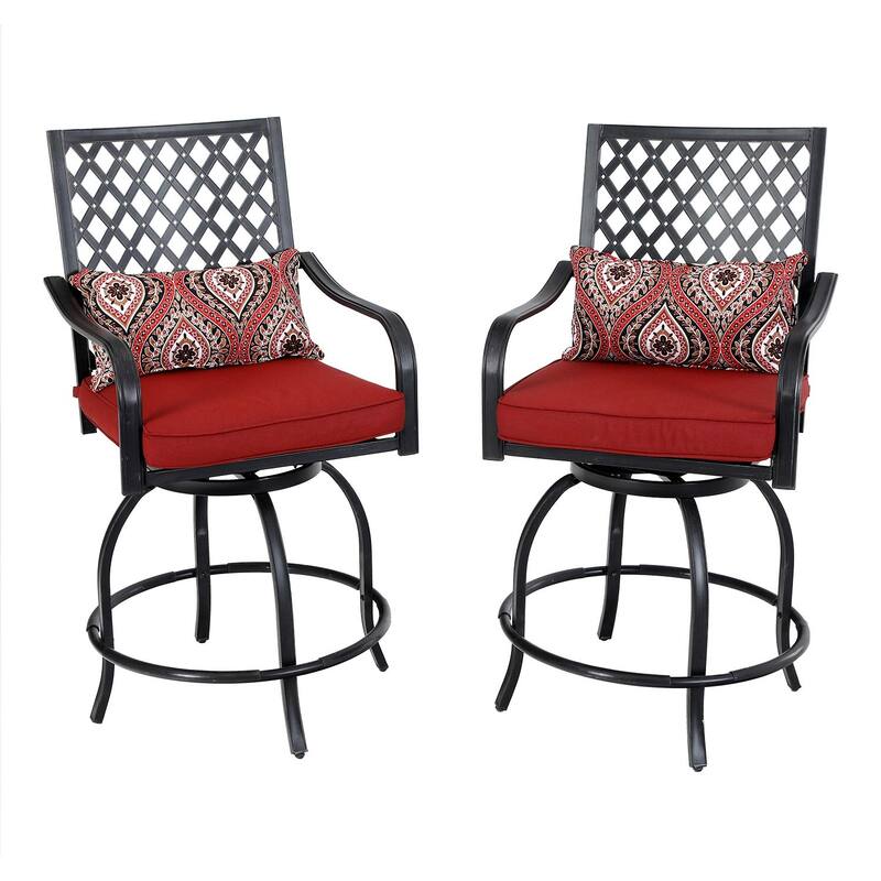 5-Piece Dining Bar Set, 4 Metal Swivel Bar Chairs and 1 Rectangular Metal Bar Height Table
