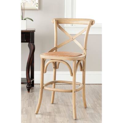 SAFAVIEH 24-inch Franklin X-Back Weathered Oak Counter Stool