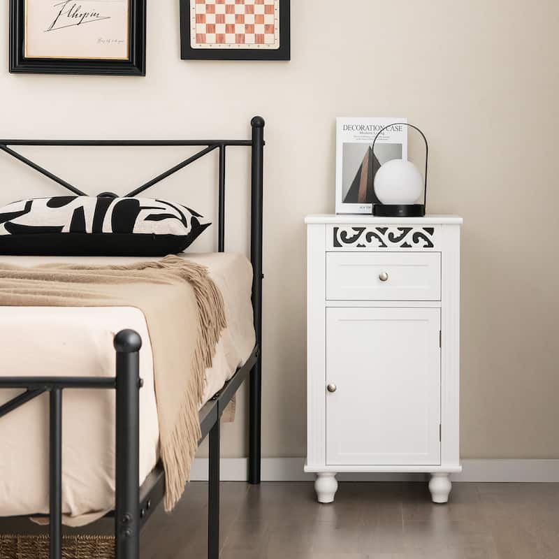 Costway Bathroom Floor Cabinet Side Storage Organizer with 1 Drawer & - See Details