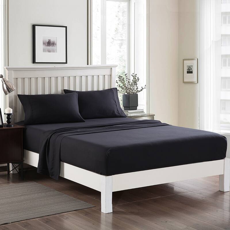 Luxury Deep Pocket 4-piece Bed Sheet Set - Full - Black