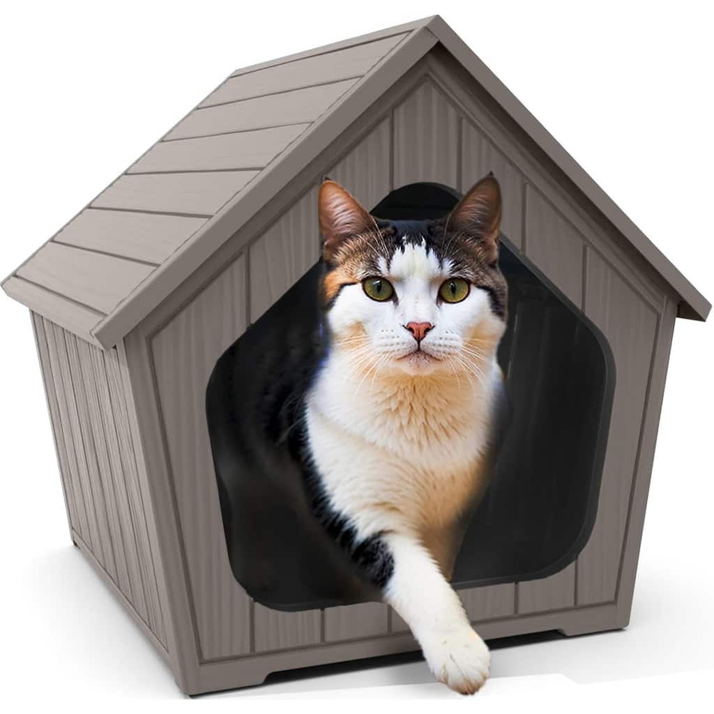 Cozy Log Cabin Cat House Light Coffee