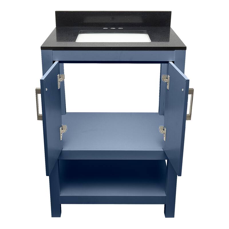 Taos 25" Bathroom Vanity with Cultured Marble Vanity Top Sink in White with White Basin