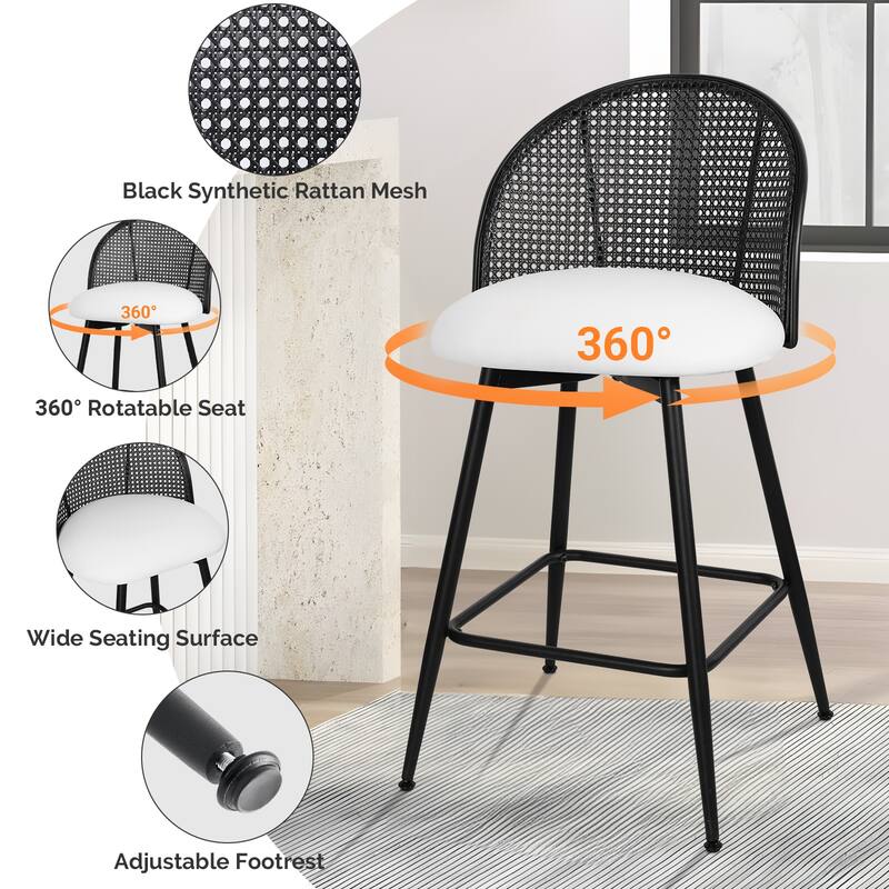 26"/29" Swivel Barstools Counter Height Bar Stool w/ Metal Legs