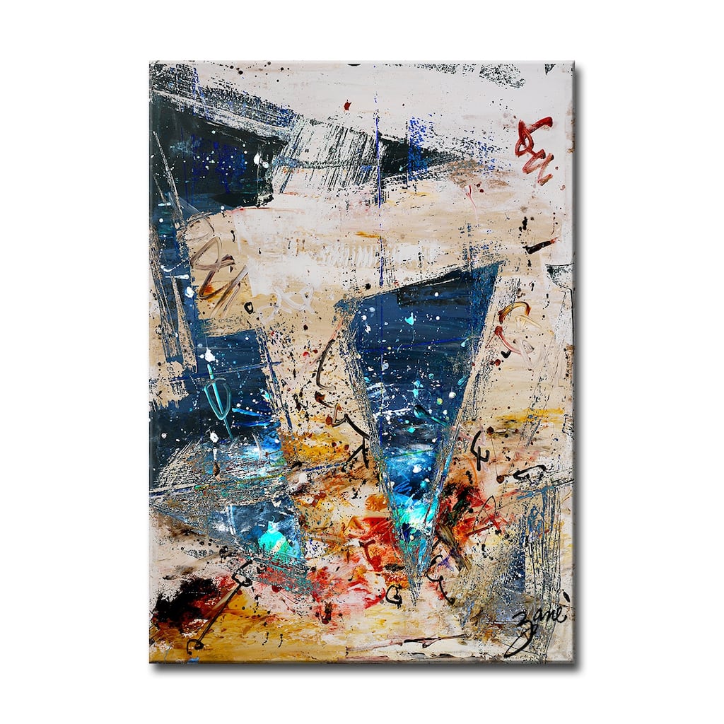 'New Bet XII' Abstract Wrapped Canvas Wall Art - Multi-Color