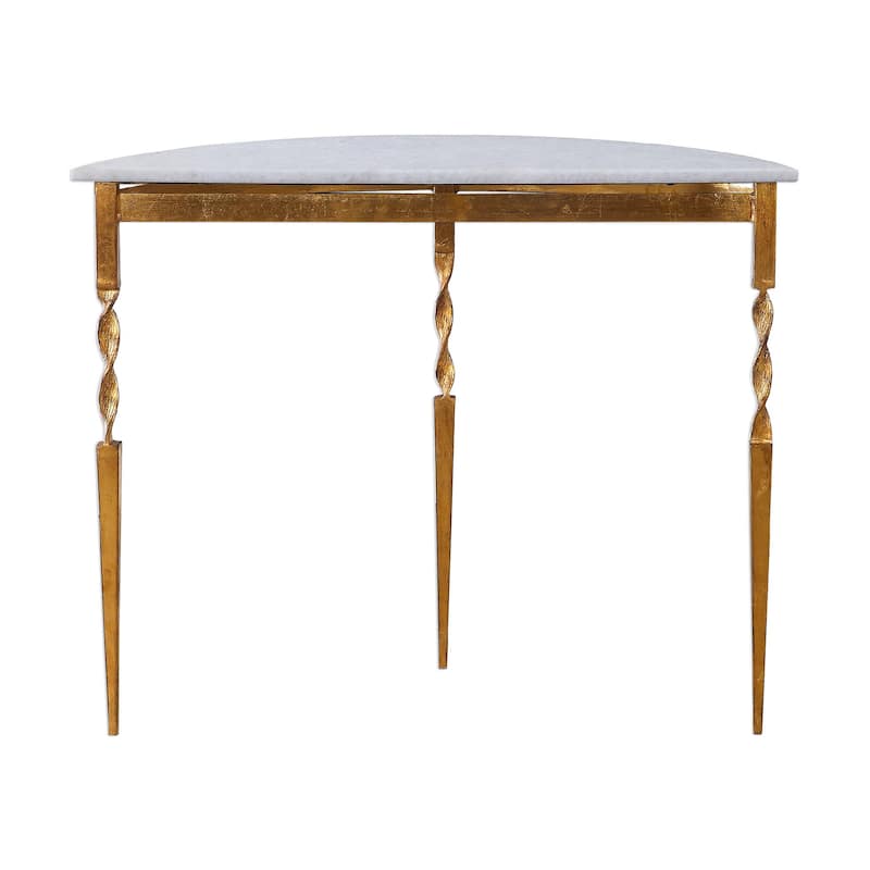 40" white and gold elegant marble console table
