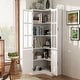 preview thumbnail 70 of 82, White Buffet Sideboard & Curio Bookcase Cabinet with Glass Doors