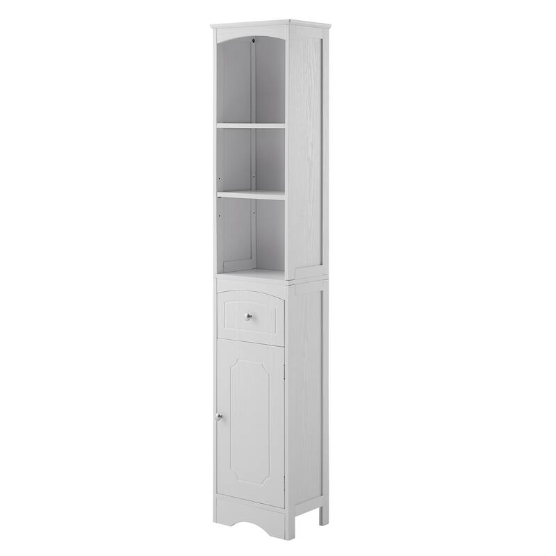 GDFStudio - Tall Bathroom Storage Cabinet, Freestanding with Drawer, Adjustable Shelf, MDF