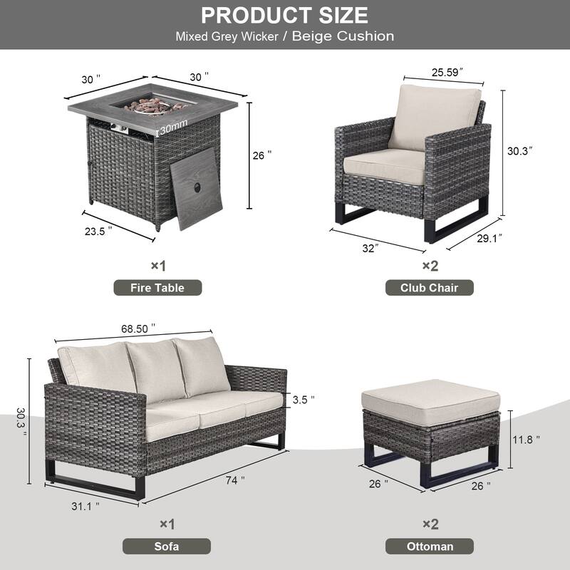 Gymojoy Outdoor Fire Pit Conversation Set, Patio Furniture with Cushions