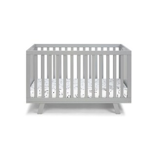 HomeRoots Light Gray Solid and Manufactured Wood Standard Three In One Convertible Crib - 54
