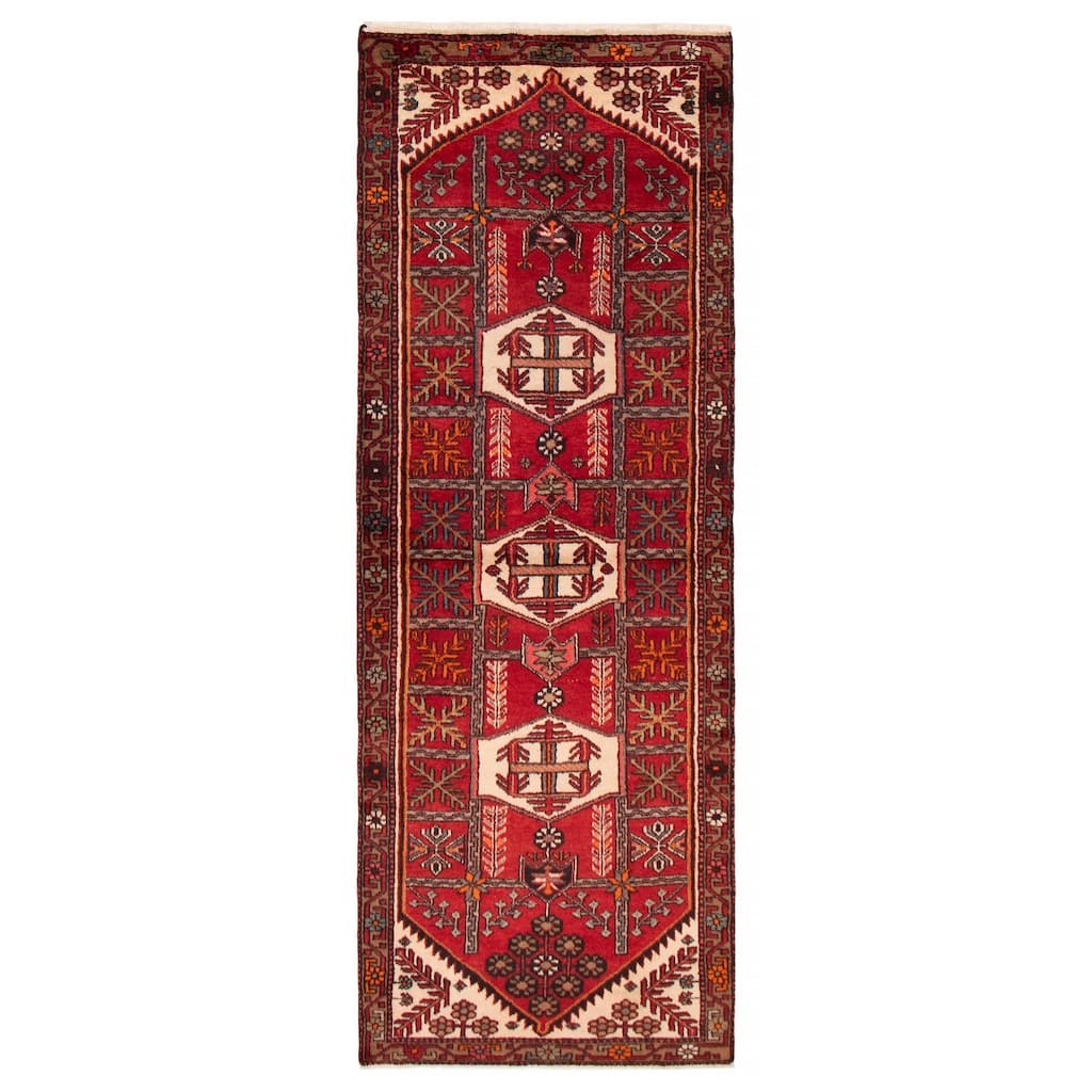 ECARPETGALLERY Hand-knotted Anadol Red Wool Rug - 3'5 x 9'6