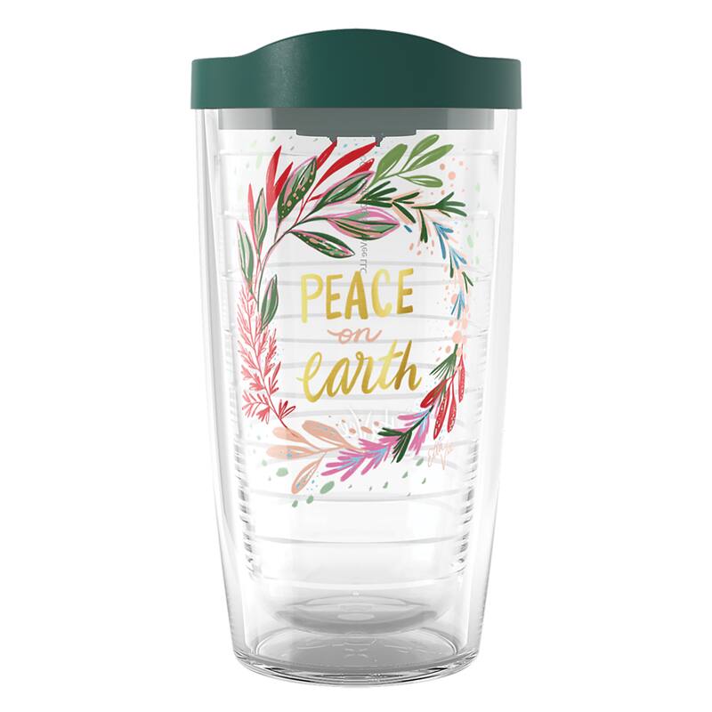 Tervis EttaVee Christmas Holiday Peace On Earth Made in USA Double Walled Insulated Travel Tumbler, Peace - 16oz