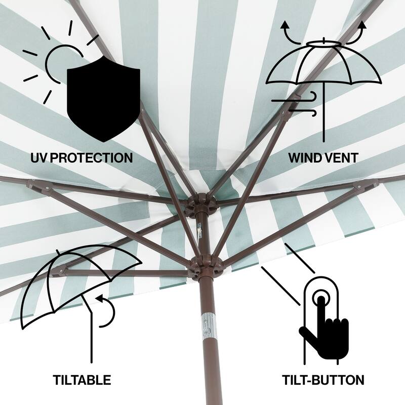 9ft Half Market Umbrella, Scalloped, Crank, Tilt, UV, by JONATHAN Y